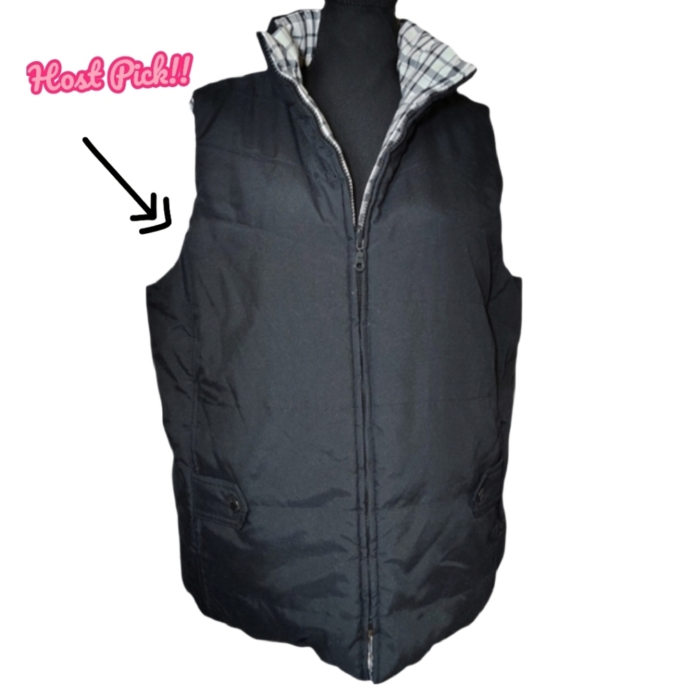 Jones New York Sport Reversible Quilted Vest 1X Black Plaid Puffer - Picture 13 of 13